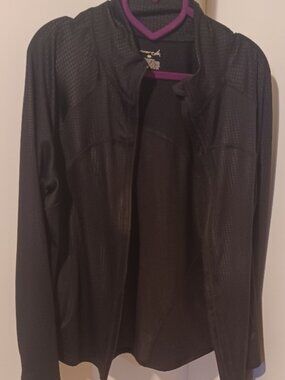 exertek Black Mock Neck Long Sleeve Zip Up Athletic Jacket 2 Pockets Large